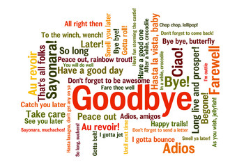 Goodbye Word Tag Cloud, how to say farewell