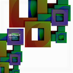 Color square composition with text. Geometric abstract background