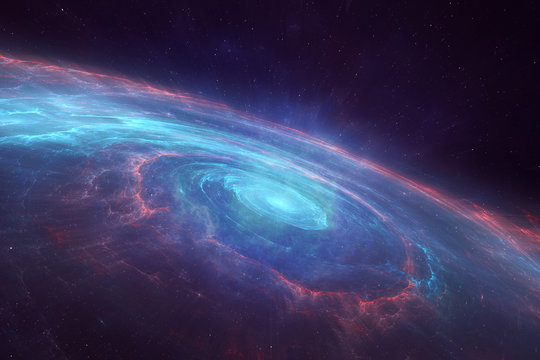 Universe with a spiral spinning galaxy in the center