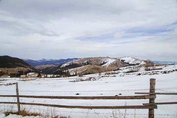 Spring vs winter landscape in the Carpathian mountains  