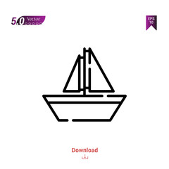 Outline sail icon isolated on white background. Best modern. Graphic design,children-toys, mobile application, beauty icons 2019 year, user interface. Editable stroke. EPS10 format vector