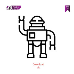 Outline robot icon isolated on white background. Best modern. Graphic design,children-toys, mobile application, beauty icons 2019 year, user interface. Editable stroke. EPS10 format vector