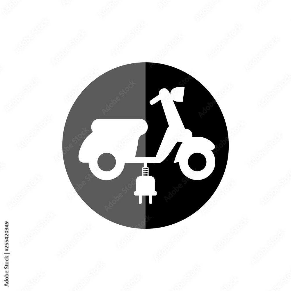 Wall mural electric scooter symbol, scooter icon, electric transport icon on white