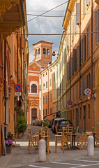 Modena - the asile of olt town with the cathedral tower.