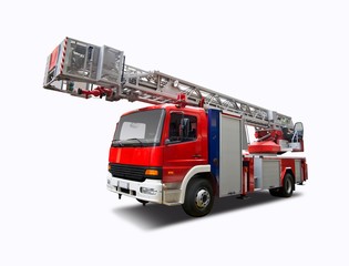 Fire truck crane isolated on white