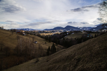 Spring  landscape in ancient hutsul village Holovy, near Carpathian mountains
