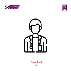 doctor icon isolated on white background.world cancer awareness day,Graphic design, mobile application, beauty icons 2019 year, user interface. Editable stroke. EPS10 format vector