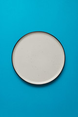 White plate on red background