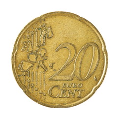Twenty euro cent isolated on white 