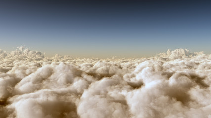 Obraz na płótnie Canvas High Altitude Sky Above Sunset Clouds