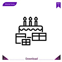 birthday vector icon. Best modern, simple, isolated,lifestyle-icons.flat icon for website design or mobile applications, UI / UX design vector format