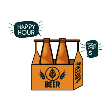 box with beer bottles isolated icon