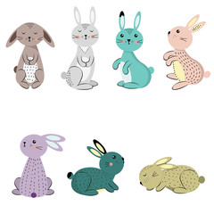 Naklejka premium Sweet and colorful Easter rabbits. Vector illustration