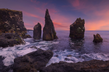 Dramatic Reykjanesta cliffs in Reykjanes peninsula on the south coast of Iceland