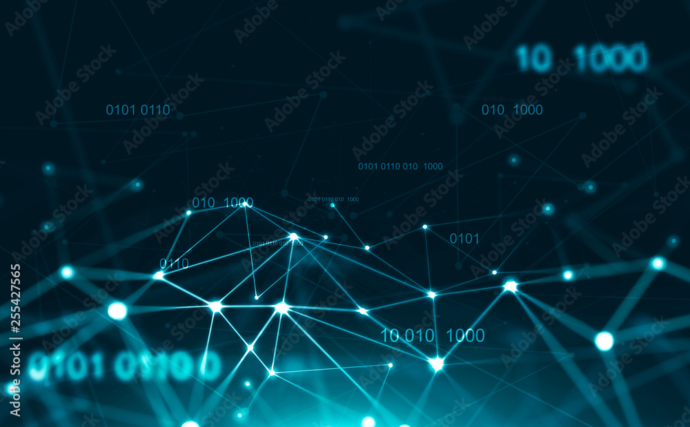 Poster abstract glowing digital background binary numbers