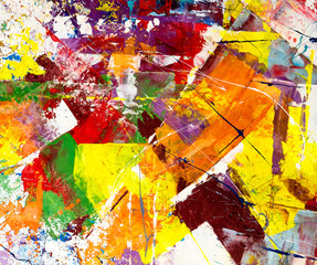 Multicolored abstraction of splashes of acrylic paints. On a white background.