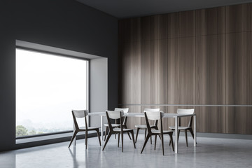 Gray and wooden dining room corner