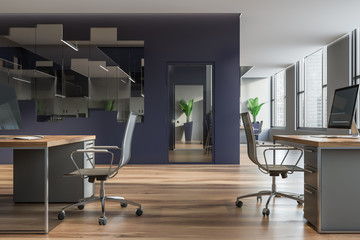 Blue open space office interior