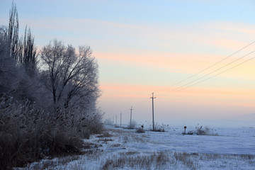 Winter landscape near Kaskelen, Almaty
