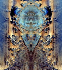abstract symmetrical vertical photograph of the deserts of Africa from the air, aerial view,...
