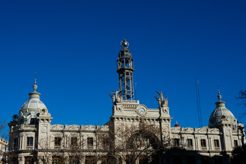 Fototapeta premium Post and telegraph building (Oficina de Correos) near Town Hall Square. Valencia, Spain
