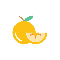Orange fruit with leaf. Vector illustration - Vector