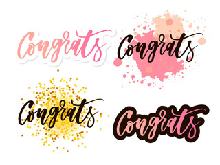 Congrats lettering. Handwritten modern calligraphy, brush painted letters. Inspirational text, vector illustration. Template for banner, poster, flyer, greeting card