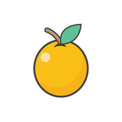 Orange fruit with leaf. Vector illustration - Vector