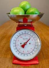 Green apples and red scales