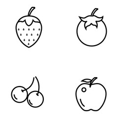 Fruits Icons. Vector Illustration. - Vector