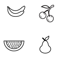 Fruits Icons. Vector Illustration. - Vector