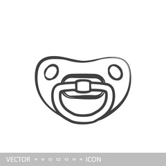 Pacifir icon. Baby's dummy icon in the style of linear design.