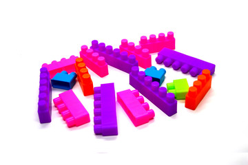 Plastic building Blocks Isolated on White Background