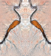 abstract symmetrical vertical photograph of the deserts of Africa from the air, aerial view,...