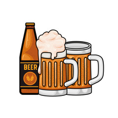 bottle of beer and glass isolated icon