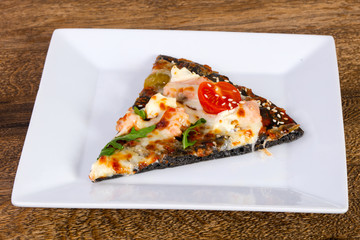 Pizza with salmon and mozzarella