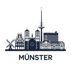 Skyline emblem of Münster, city in North Rhine-Westphalia, Germany