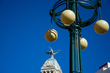 Fototapeta na wymiar Old Street lamp on Valencia street. Valencia, Spain