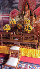 A Typical Shrine Inside a Buddhist Temple, Chiang Mai, Thailand