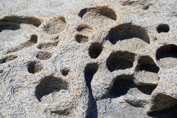Structure of the rock formations of Kolimbithres beach on the island of Paros