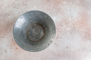 Vintage pewter flower pot close up