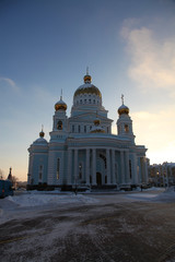 View at The Cathedral of St. Theodore Ushakov in Saransk, Russian during winter