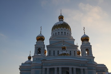 View at The Cathedral of St. Theodore Ushakov in Saransk, Russian during winter