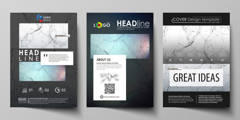 Business templates for brochure, magazine, flyer. Cover design template, vector layout in A4 size. Compounds lines and dots. Big data visualization in minimal style. Graphic communication background.