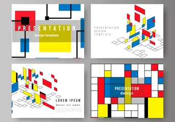 Foto auf Acrylglas The minimalistic abstract vector editable layout of the presentation slides design business templates. Abstract polygonal background, colorful mosaic pattern, retro bauhaus de stijl design. © Raevsky Lab