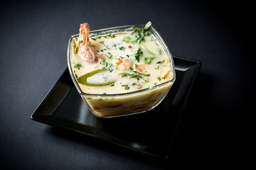 tom kha kai shrimp in coconut milk soup - thai cuisine