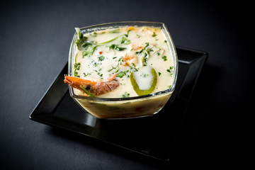 tom kha kai shrimp in coconut milk soup - thai cuisine