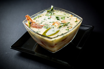 tom kha kai shrimp in coconut milk soup - thai cuisine