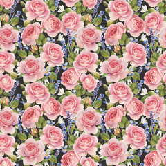 Watercolor rose pattern