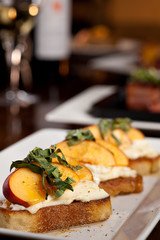 Grilled Peaches with Ricotta Cheese and Basil bruschetta